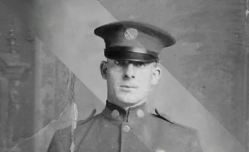 Comparison showing a historical military photo before and after restoration