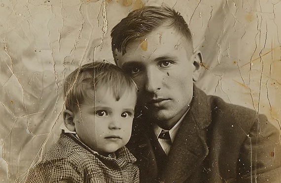 Original photo with scratches and creases